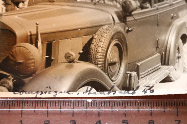 old photo - Adolf Hitler with his entourage in his Mercedes W31 in Compiègne France